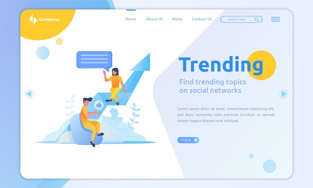 Flat design trending landing page template