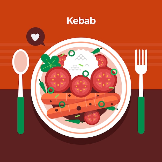 Flat design turkish food illustration