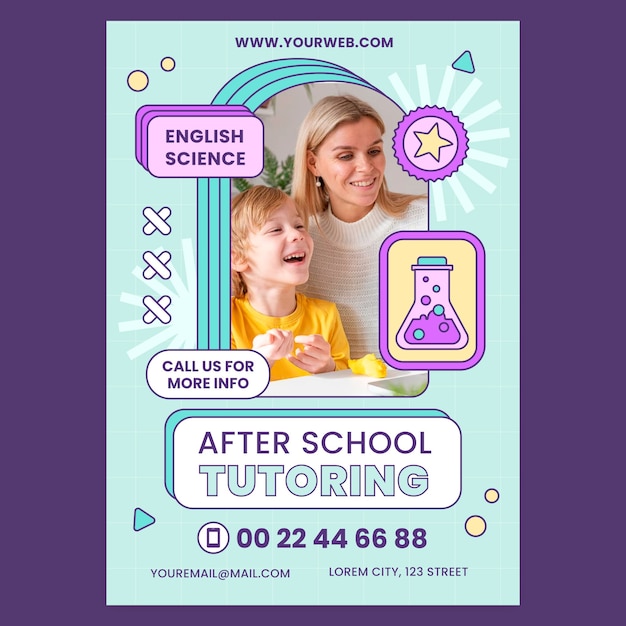 Vector flat design tutoring service poster