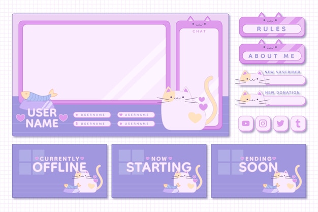 Flat design twitch panels