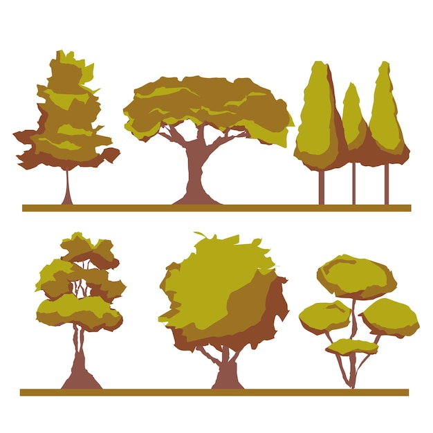 Flat design type of trees collection