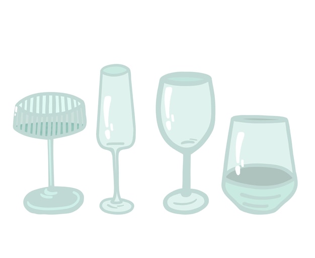 Flat design types of glasses set