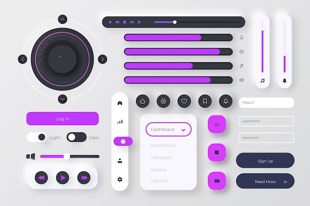 Flat design ui kit collection