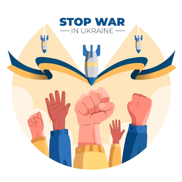 Vector flat design ukraine war illustration