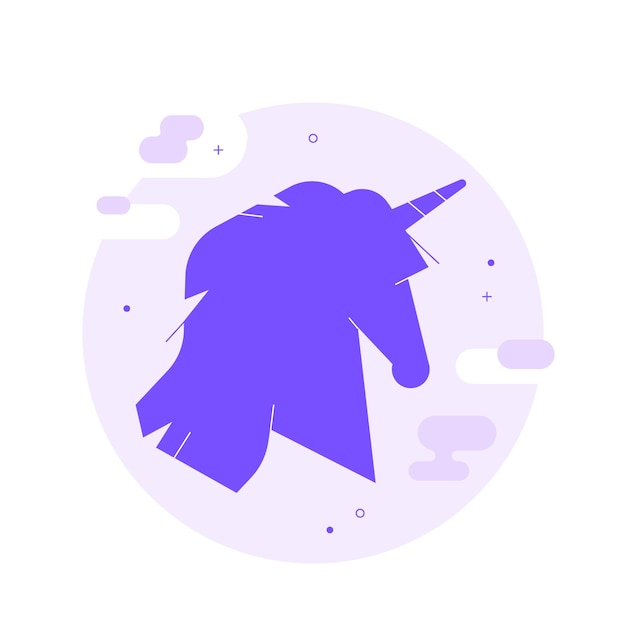 Flat design  unicorn silhouette illustration