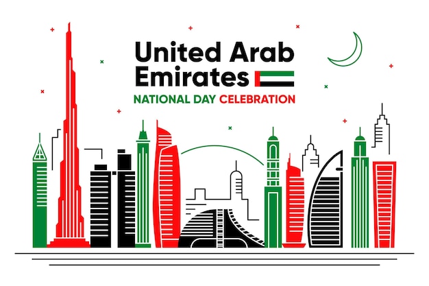 flat design united arab emirates national day