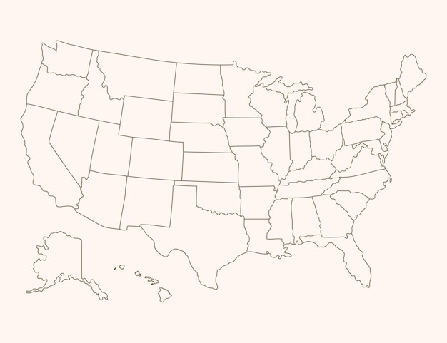 Flat design united states outline maps