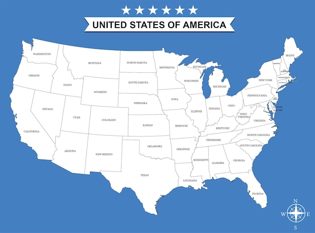 Vector flat design of united states outline maps