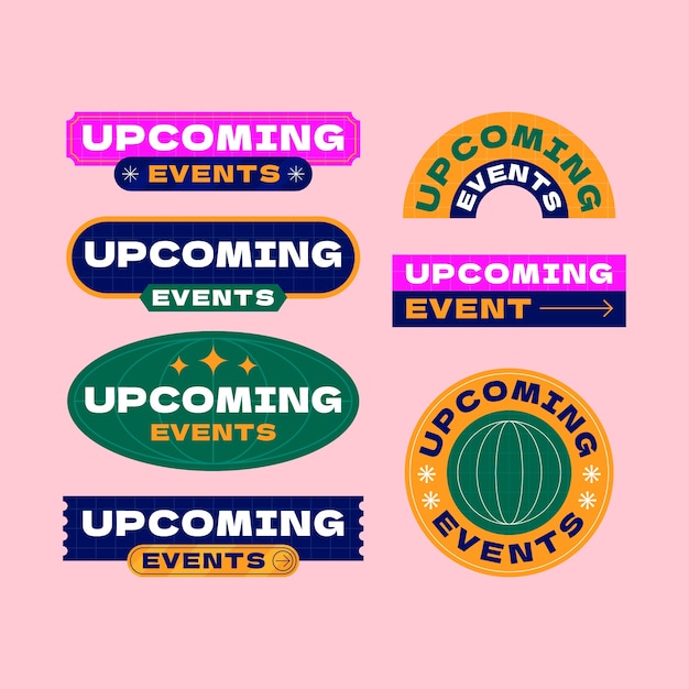 Vector flat design upcoming events badges