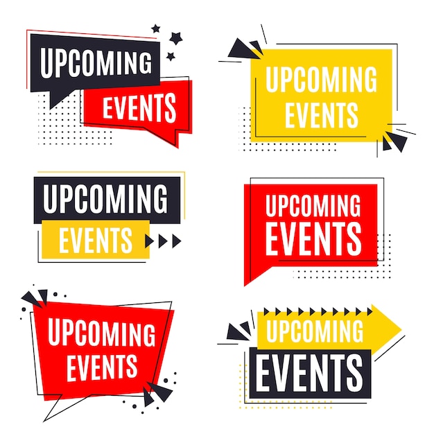 Vector flat design upcoming events badges