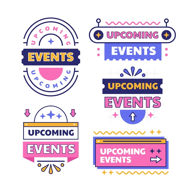 Vector flat design upcoming events set