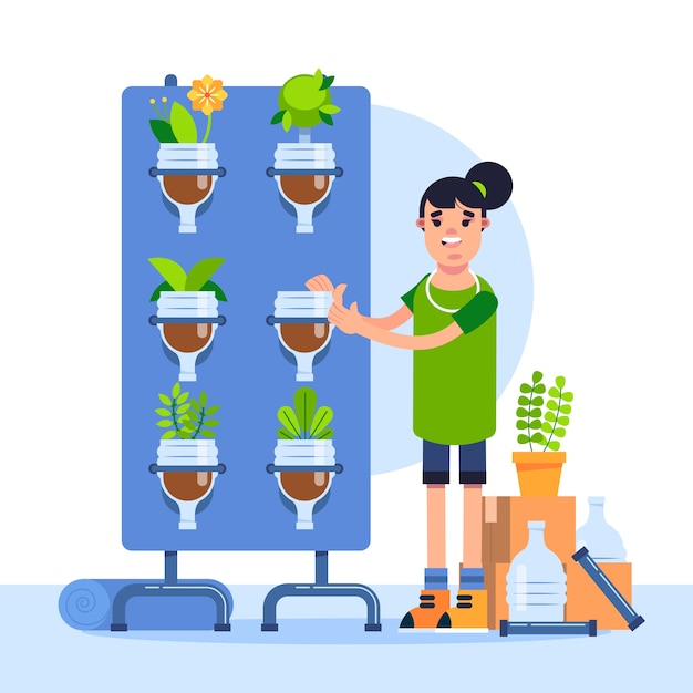 Vector flat design upcycle illustration