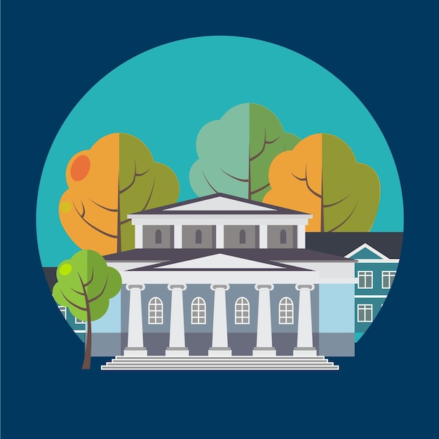 flat design urban landscape illustration vector modern style