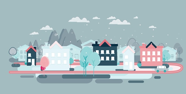 Flat design urban landscape illustration