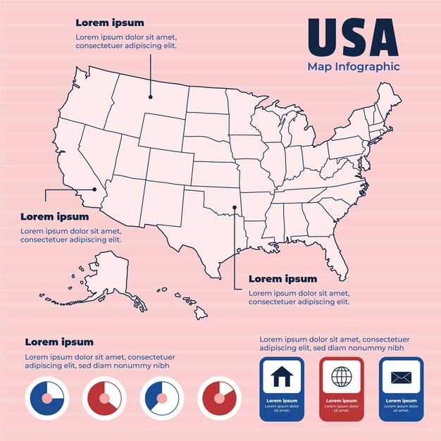 Vector flat design usa outline map