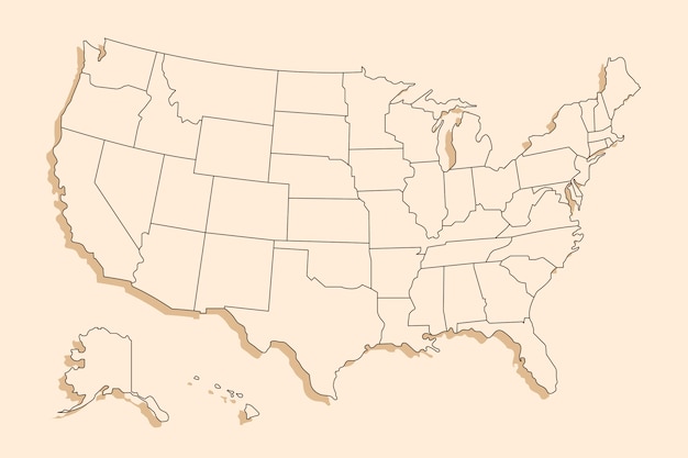 Flat design usa outline map