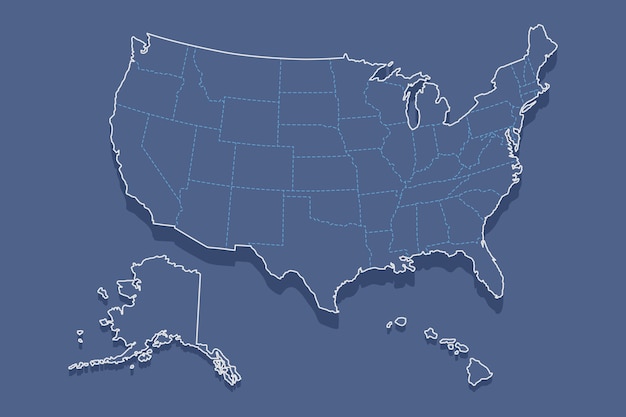 Flat design usa outline map