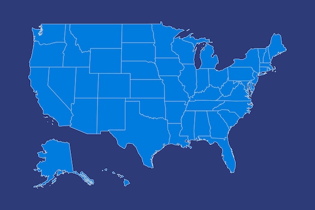 Flat design usa outline map