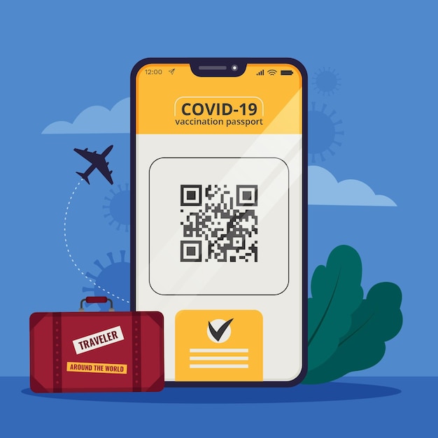 여행을 위한 평면 디자인 예방 접종 여권