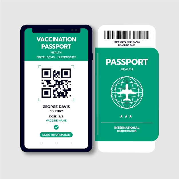 Vector flat design vaccination passport