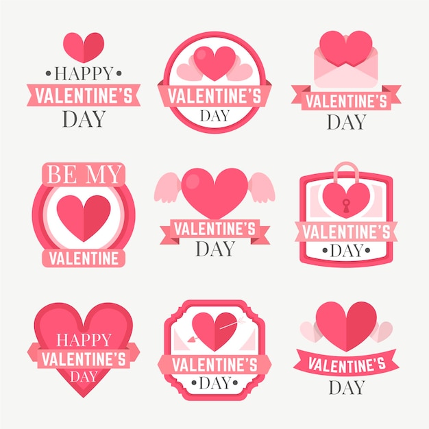 Vector flat design valentines day badge collection