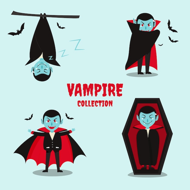 플랫 디자인 뱀파이어 캐릭터 팩