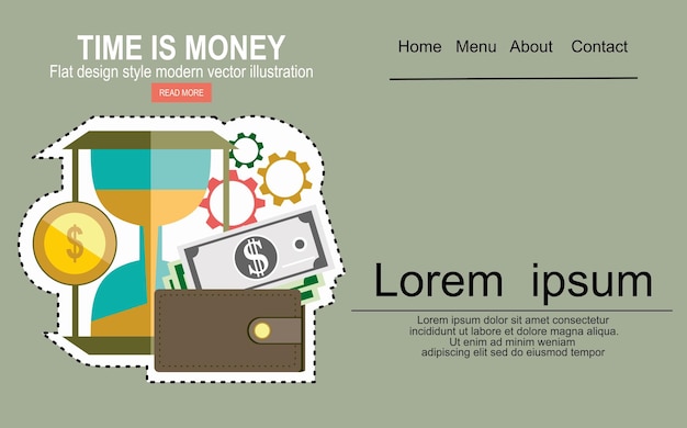 Flat design vector business illustration concept Investment.Time is money.