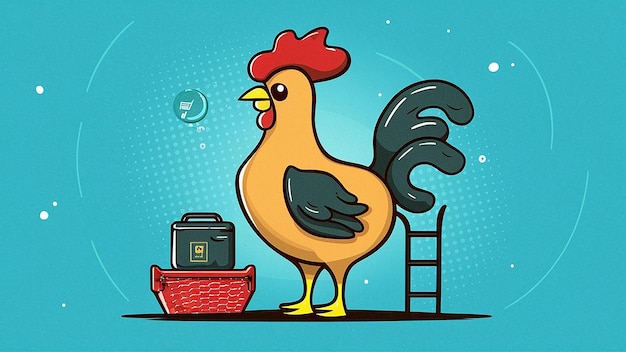 Vector flat design vector chicken quirky illustration