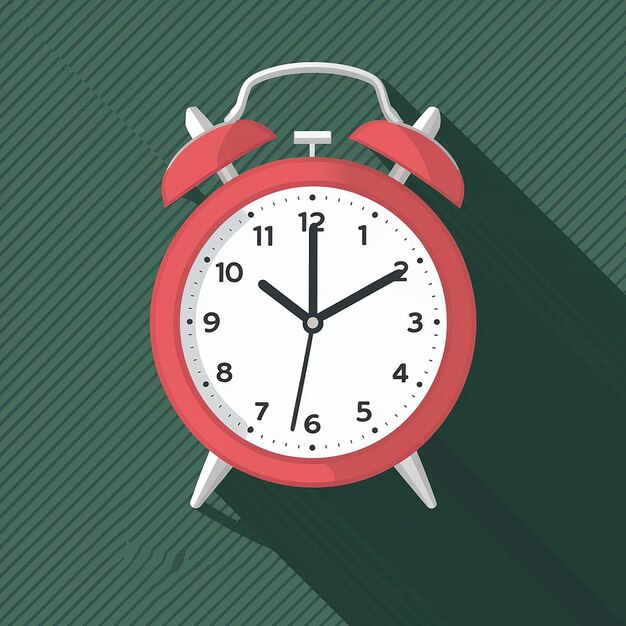 Flat Design Vector Clock on White Background