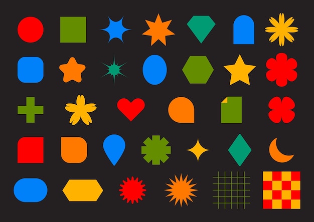 flat design vector cute colorful shape geometric collection set