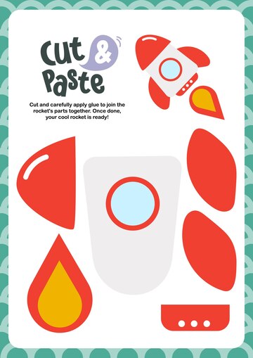 Premium Vector | Flat design vector cute cut paste glue printable learn
