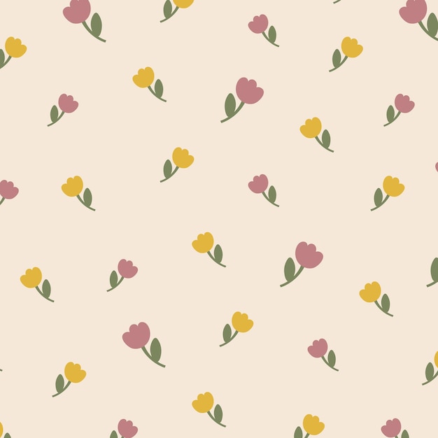 flat design vector cute kawaii girly colorful flower floral element pattern background wallpaper