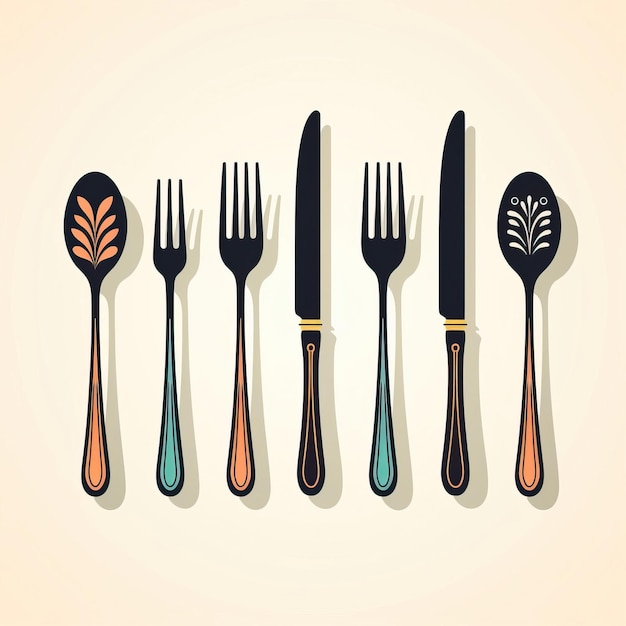 Design vector flat cutlery design su sfondo bianco