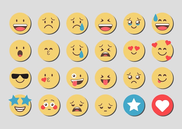 Flat design vector emoticon set collection