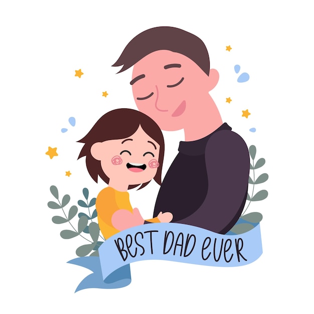 Vector flat design vector happy fathers day