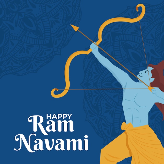 flat design vector happy ram navami festival illustration