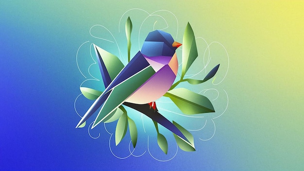 Vector flat design vector illustration of a bird