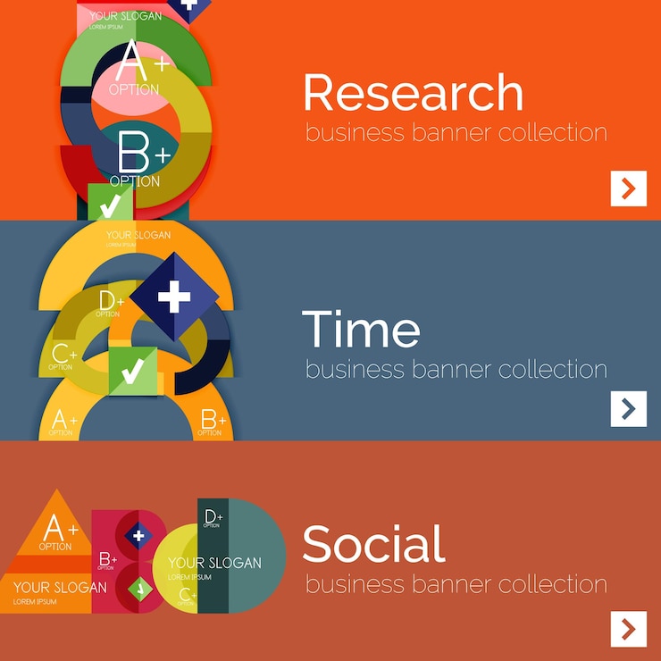 Vector flat design vector infographic banners with geometric infographics