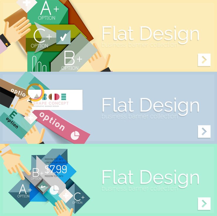Vector flat design vector infographic banners with geometric infographics