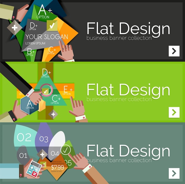 Flat design vector infographic banners with geometric infographics