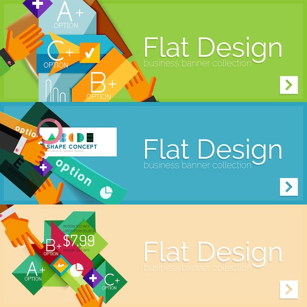 Flat design vector infographic banners with geometric infographics