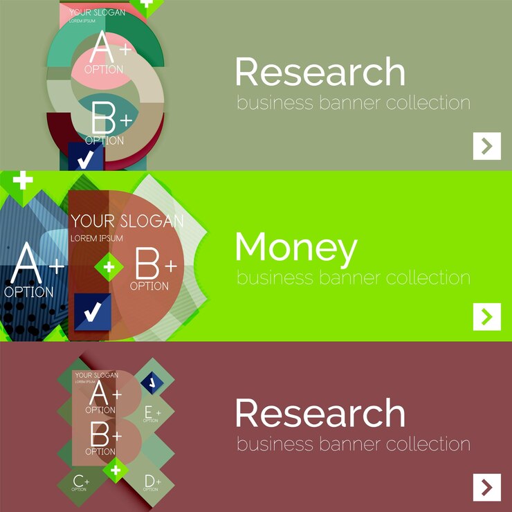 Vector flat design vector infographic banners with geometric infographics