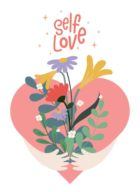 Vector flat design vector love yourself5