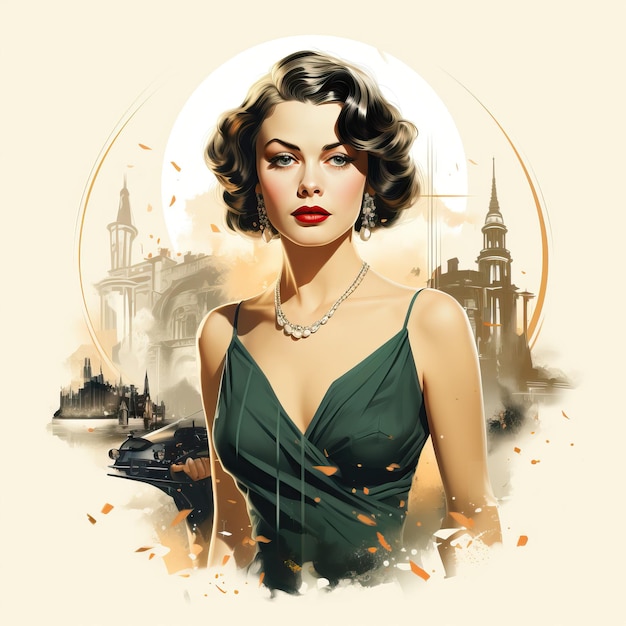 Vector flat design vector old hollywood vector on white backgrou