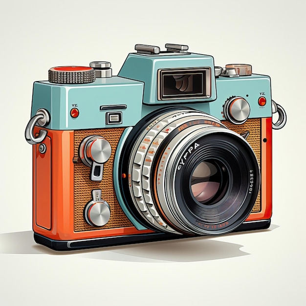 Flat Design Vector Retro Camera Vector On White Backgroun