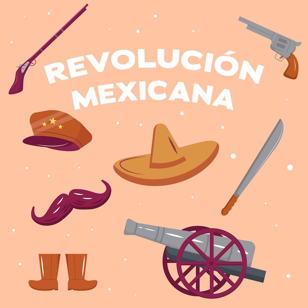 flat design vector revolucion mexicana illustration