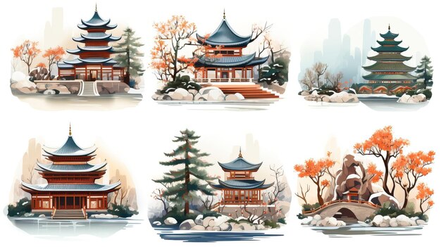 Vector flat design vector scene beijing on white background