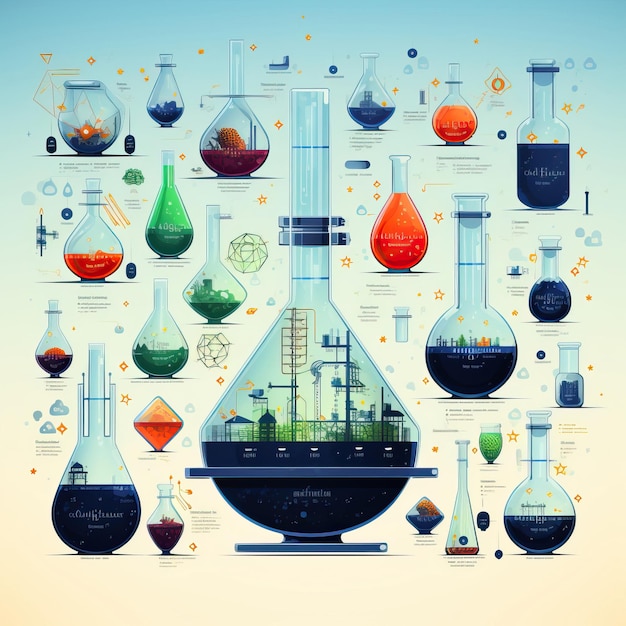 Vettore progettare elementi scientifici vettoriali piatti su sfondo bianco