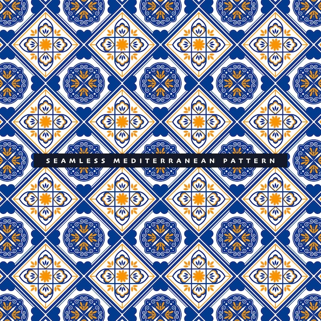 Vector flat design vector seamless blue ethnic turkish moroccan mediterranean pattern background wallpaper