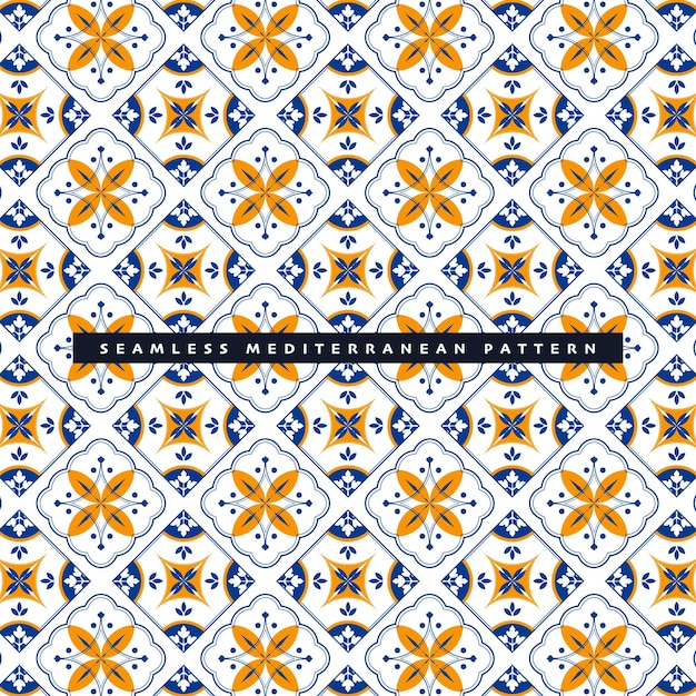 Vector flat design vector seamless blue mediterranean batik pattern wallpaper background